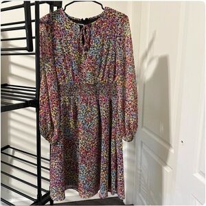Colorful Floral Long Sleeve Dress